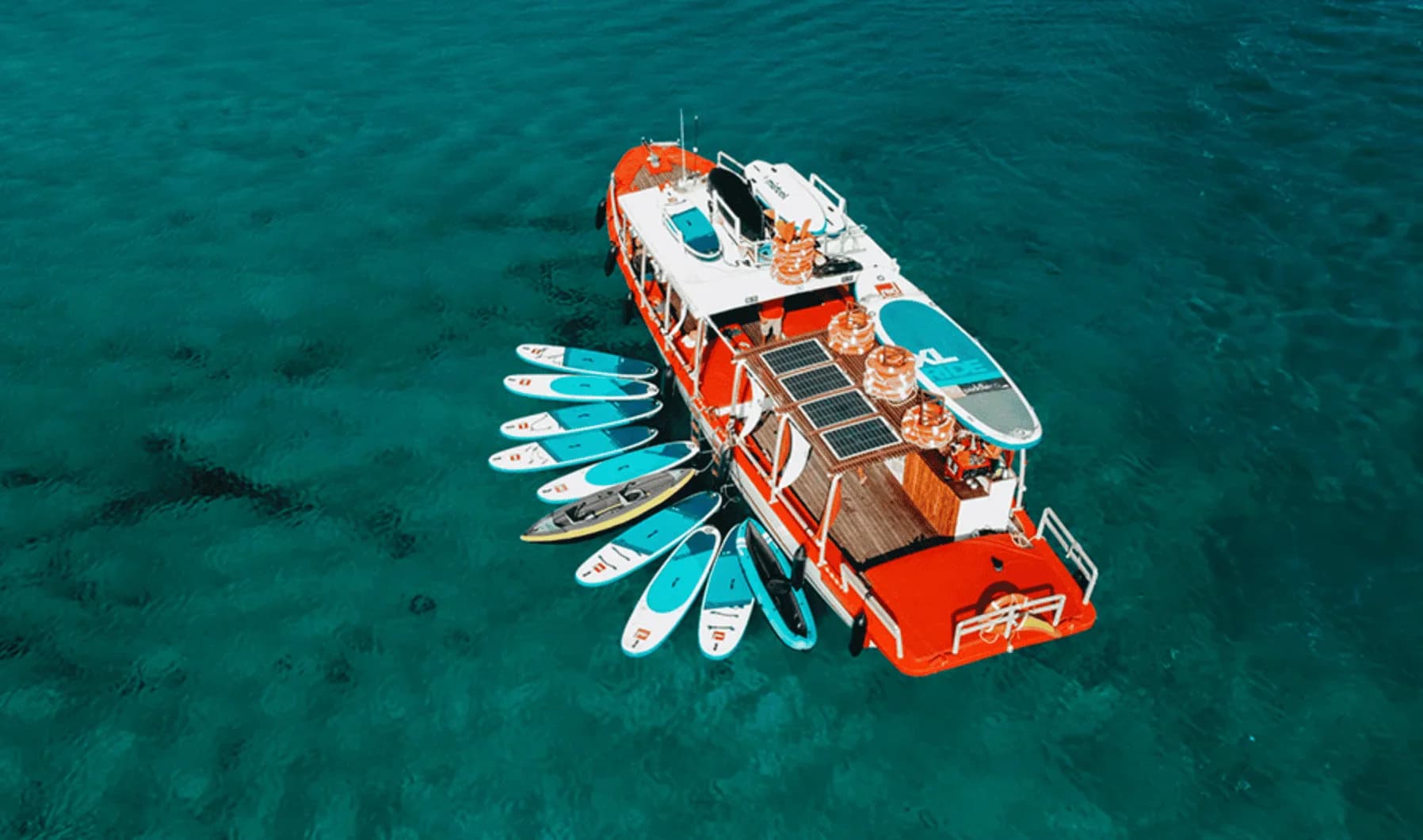 Salvador Ibiza boat aerial view for about us page