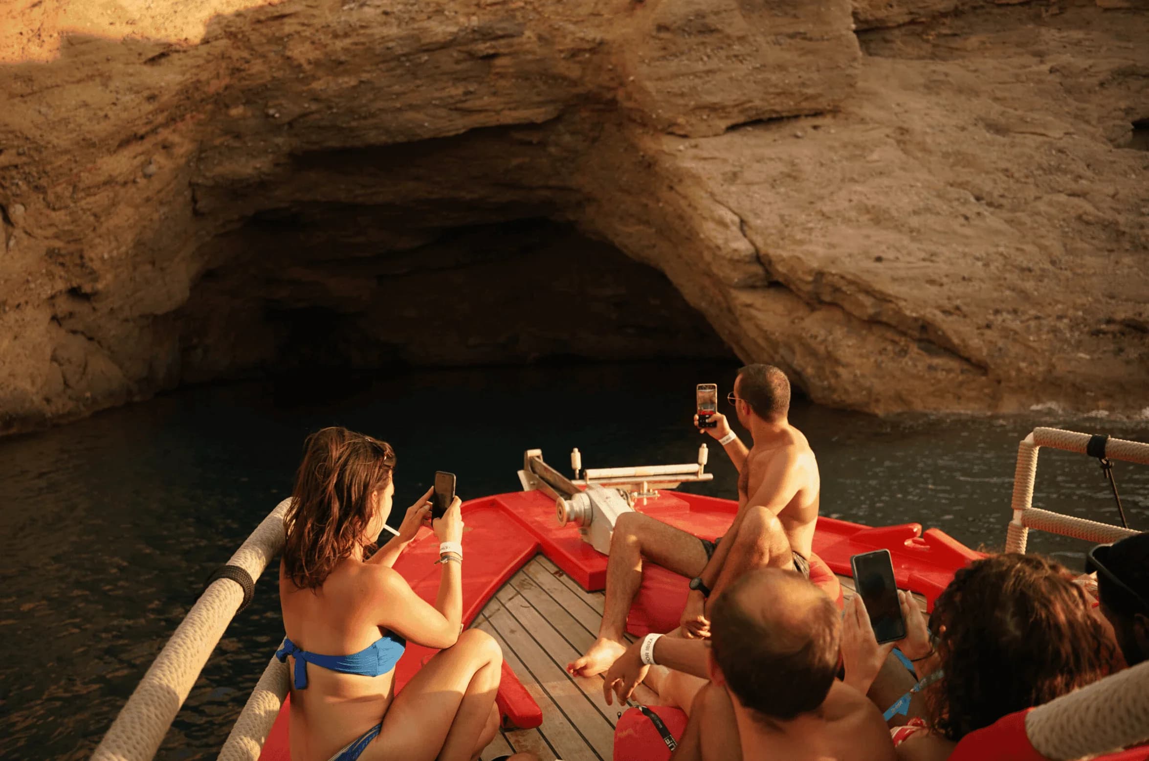 View from inside a sea cave on Salvador Ibiza