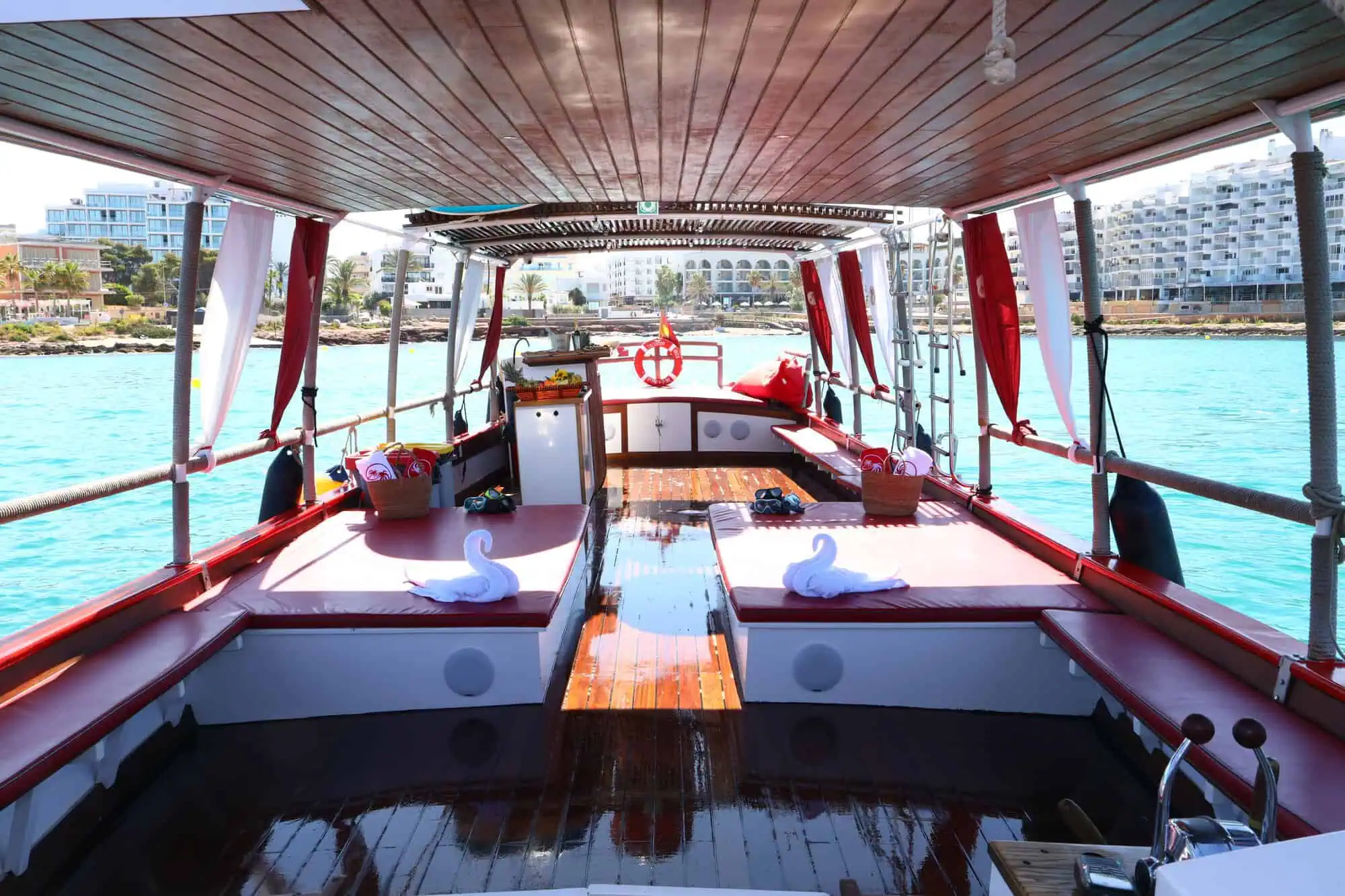 Elegant interior of Salvador boat, suitable for intimate wedding gatherings