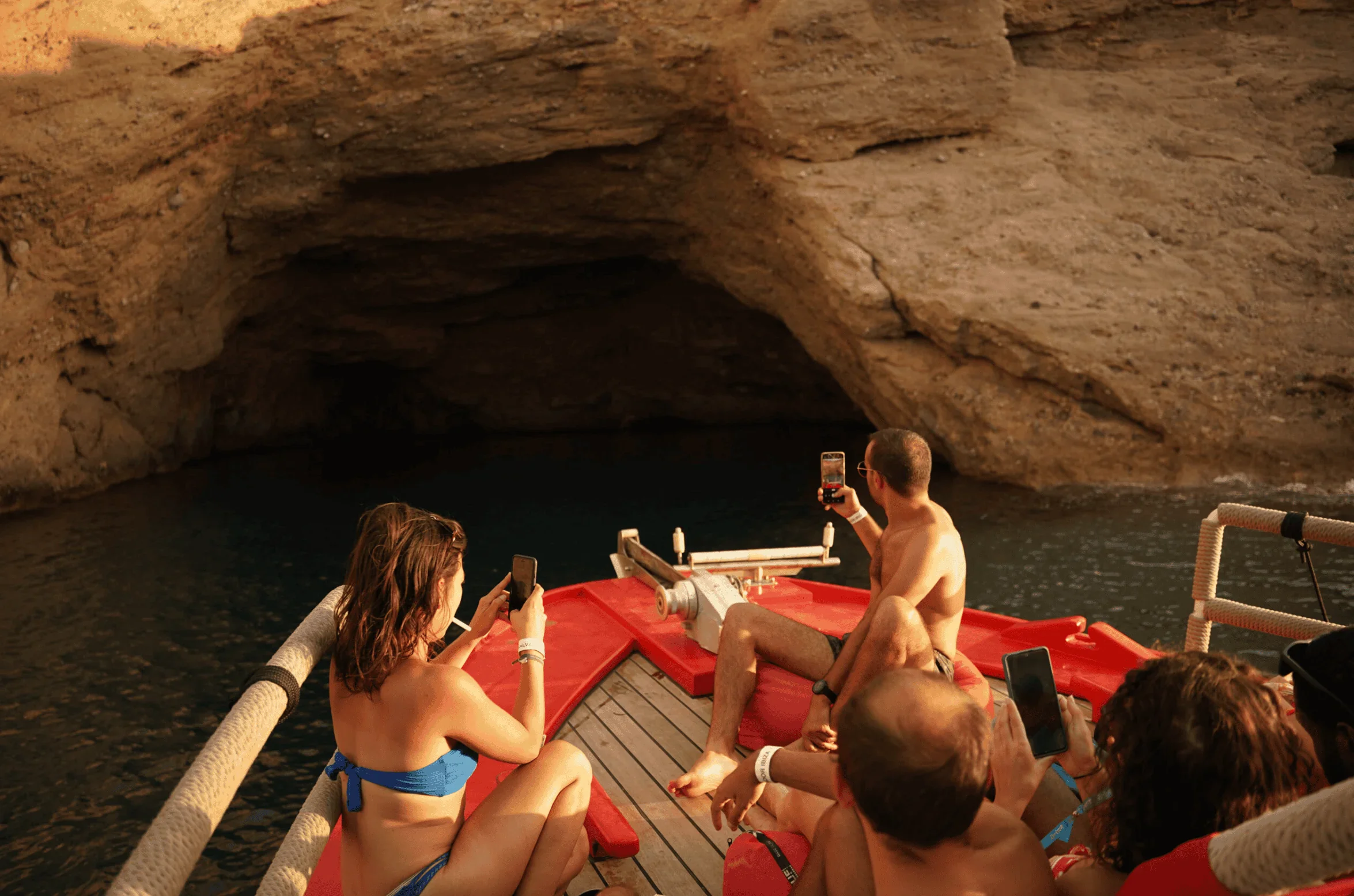 View from inside a sea cave on Salvador Ibiza
